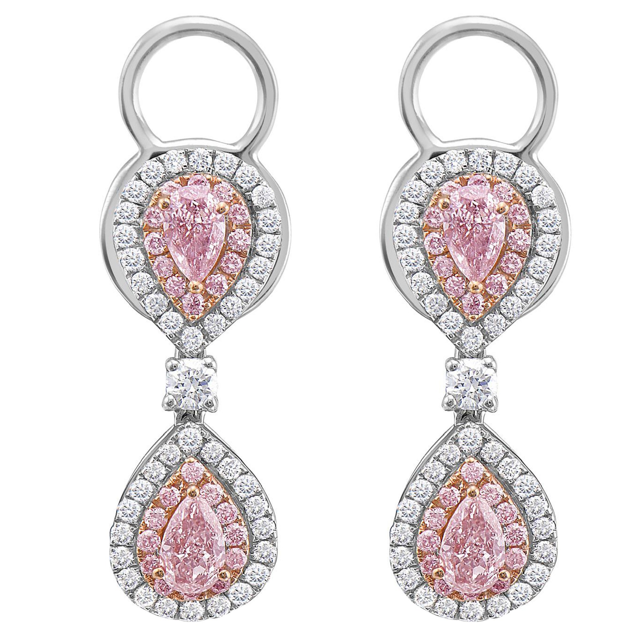 Pendientes de Diamante Pera Rosa de 1,20 ct