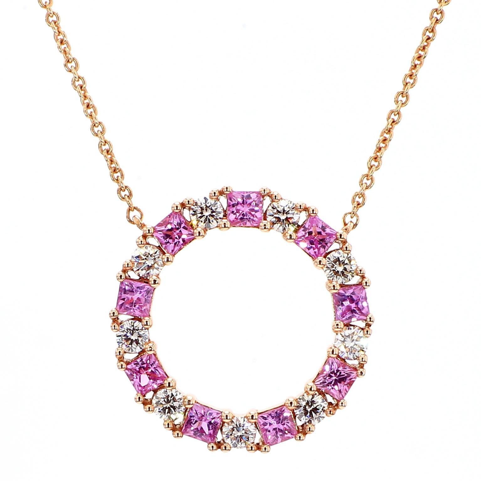 Contemporain Pendentif en or de 1,60 carat TW en saphir Princesse Nature et diamant blanc en vente