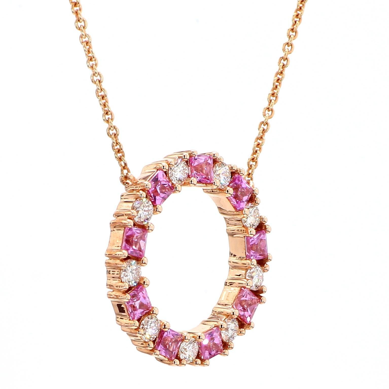 Taille princesse Pendentif en or de 1,60 carat TW en saphir Princesse Nature et diamant blanc en vente