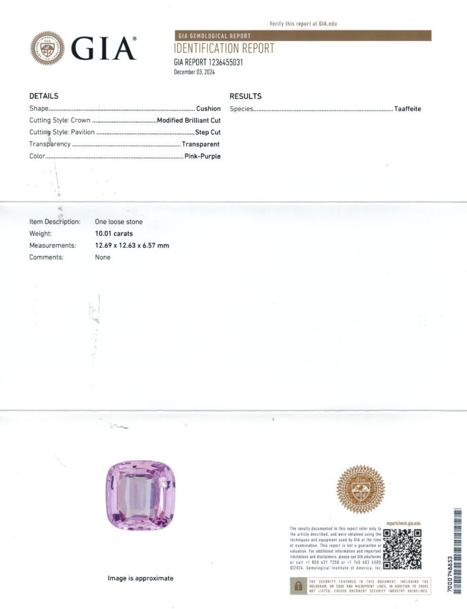 Natürlicher rosa-violetter Taaffeit Edelstein 10,01 Karat mit GIA-Bericht / JupiterGem (Gemischter Schliff)