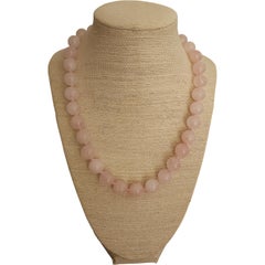 Natürliche rosa Quarz Perlenkette - Soft Blush Edelstein Strang, Sterling Verschluss