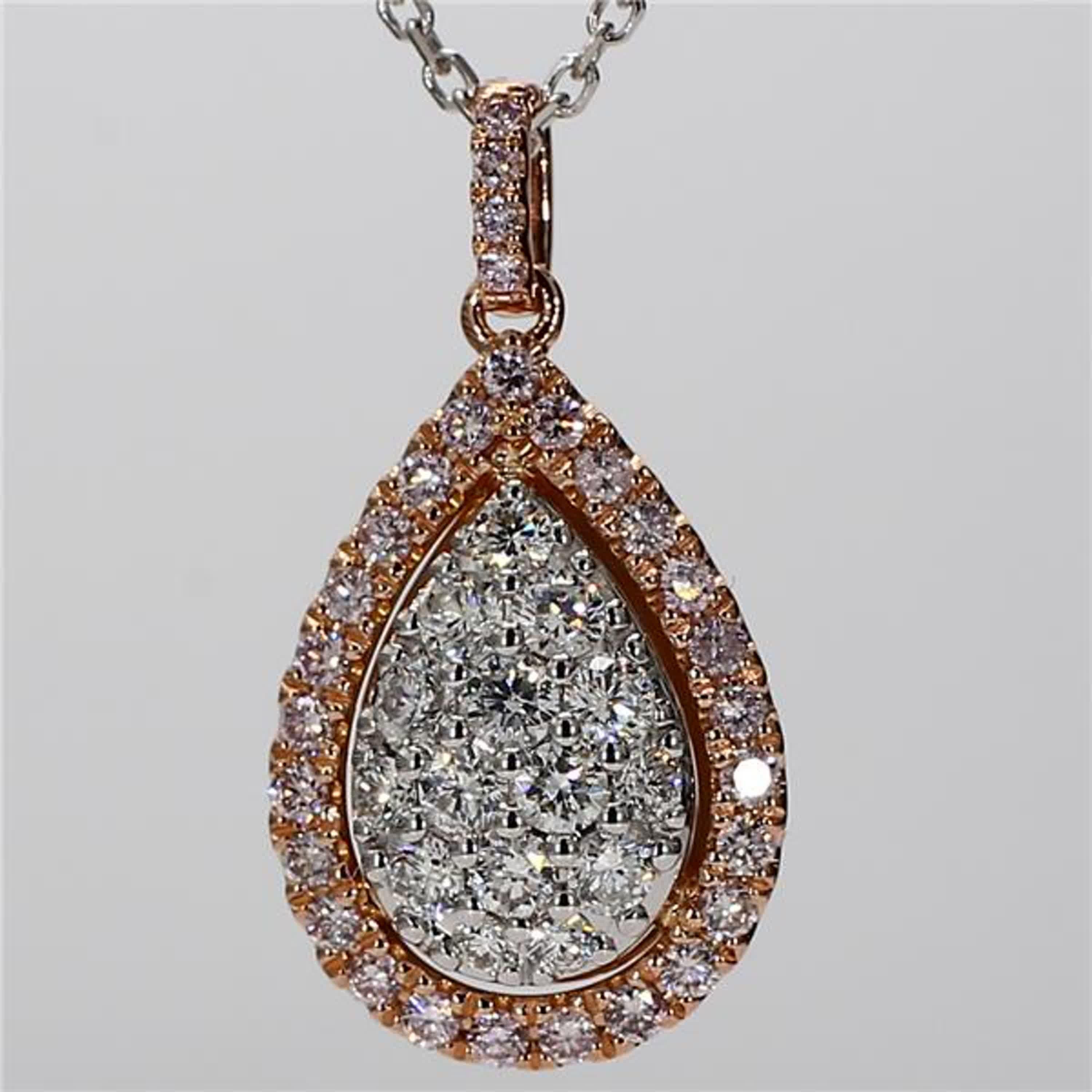 RareGemWorld's classic diamond pendant. Mounted in a beautiful 18K Rose and White Gold setting with natural round pink diamond melee complimented by natural round white diamond melee. This pendant is guaranteed to impress and enhance your personal