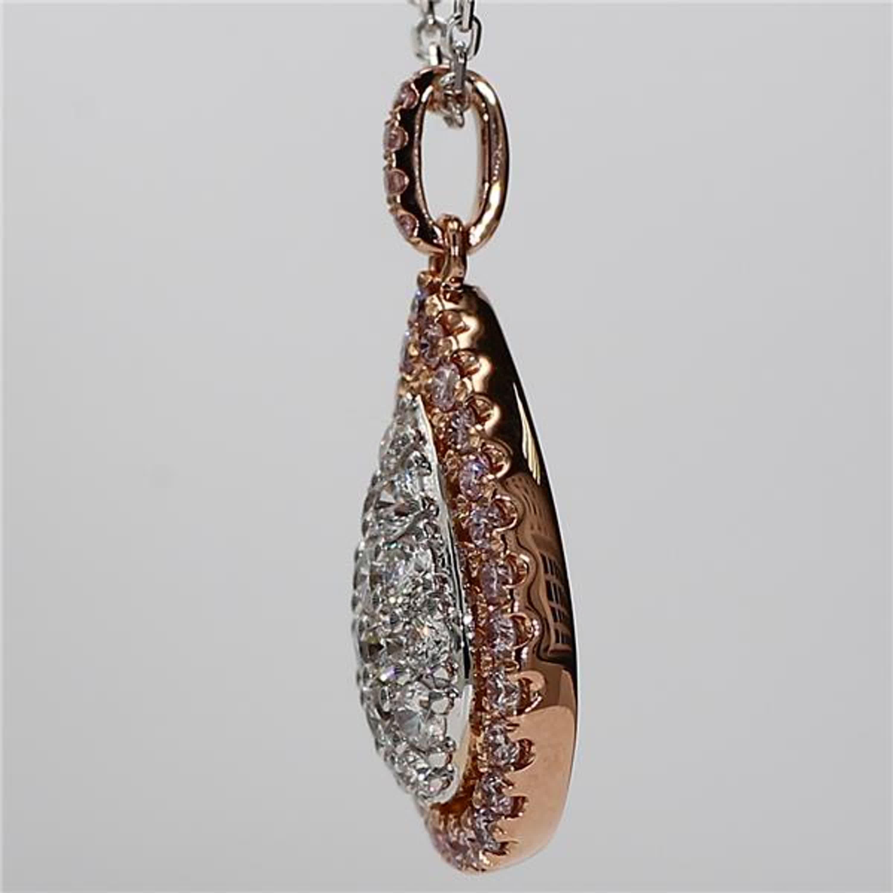 Contemporary Natural Pink Round and White Diamond 1.28 Carat TW Rose Gold Drop Pendant