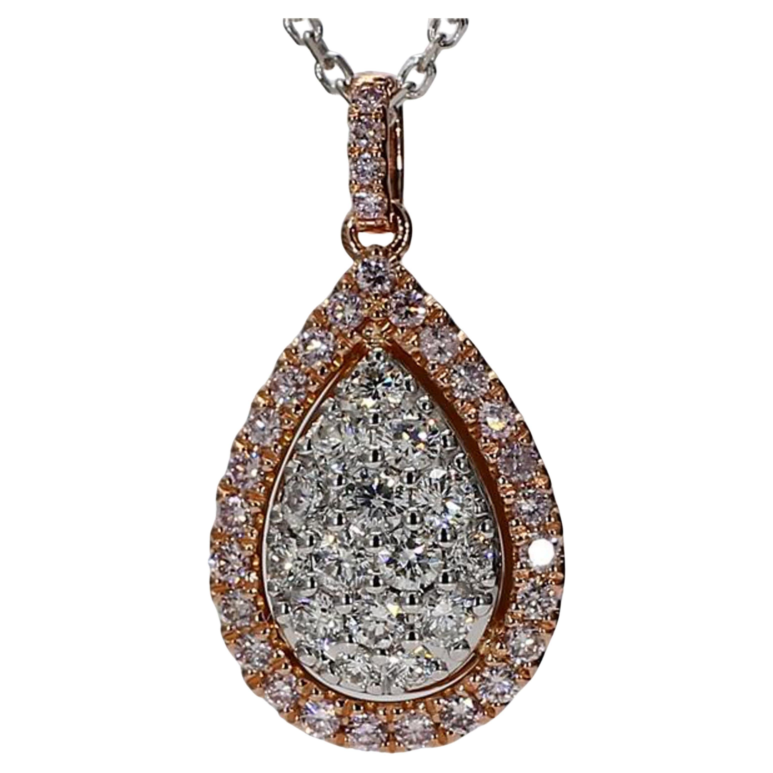 Natural Round Red Ruby and White Diamond .37 Carat TW Rose Gold Drop