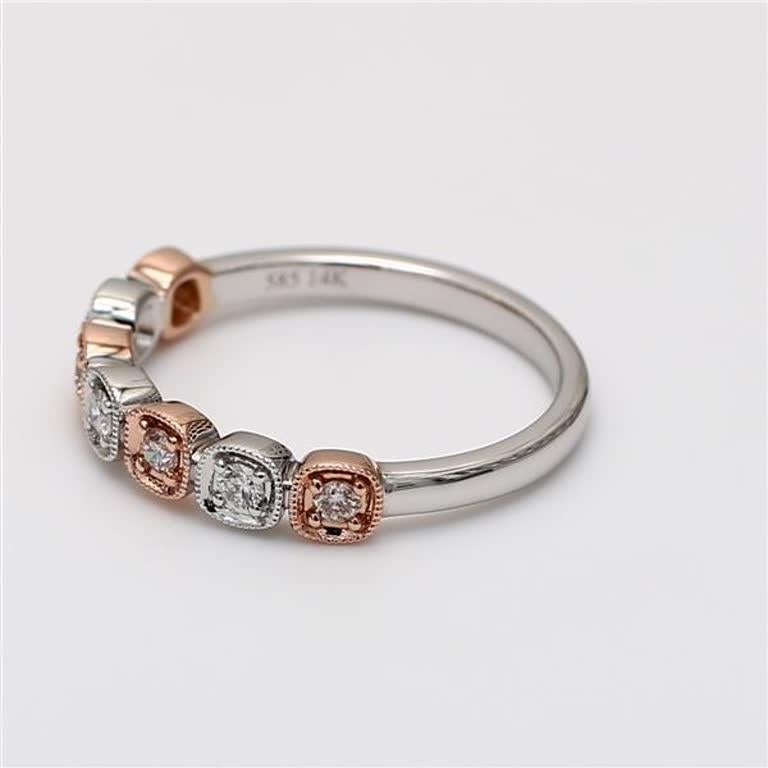 Contemporary Natural Pink Round and White Diamond .20 Carat TW Gold Wedding Band For Sale