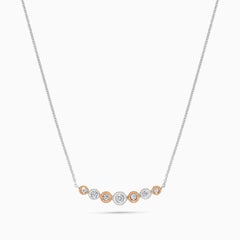 Natural Pink Round and White Diamond .22 Carat TW Gold Drop Necklace