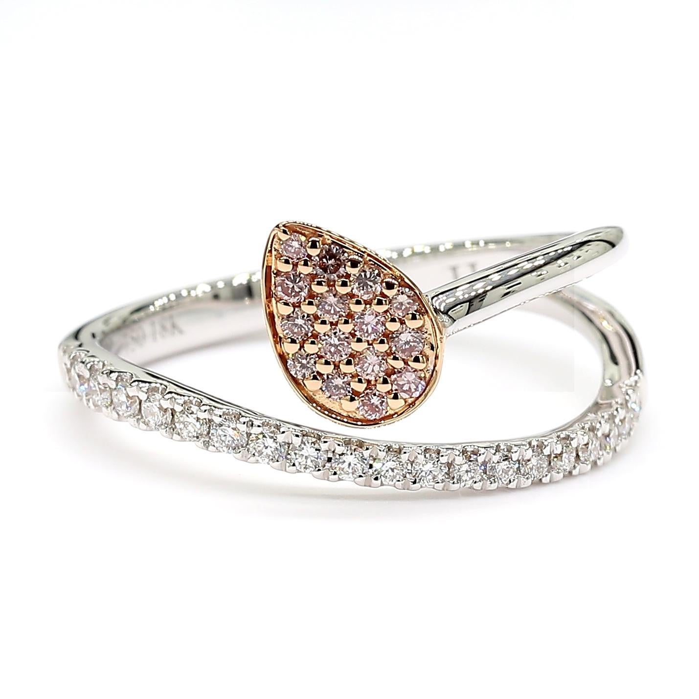 Cocktailring aus Roségold mit natürlichem, rosafarbenem, rundem Diamanten von 0.27 Karat TW (Zeitgenössisch) im Angebot