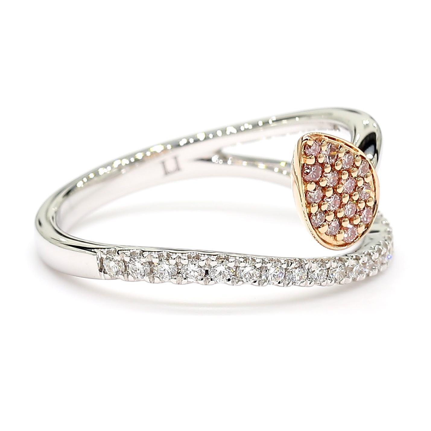 Cocktailring aus Roségold mit natürlichem, rosafarbenem, rundem Diamanten von 0.27 Karat TW (Rundschliff) im Angebot