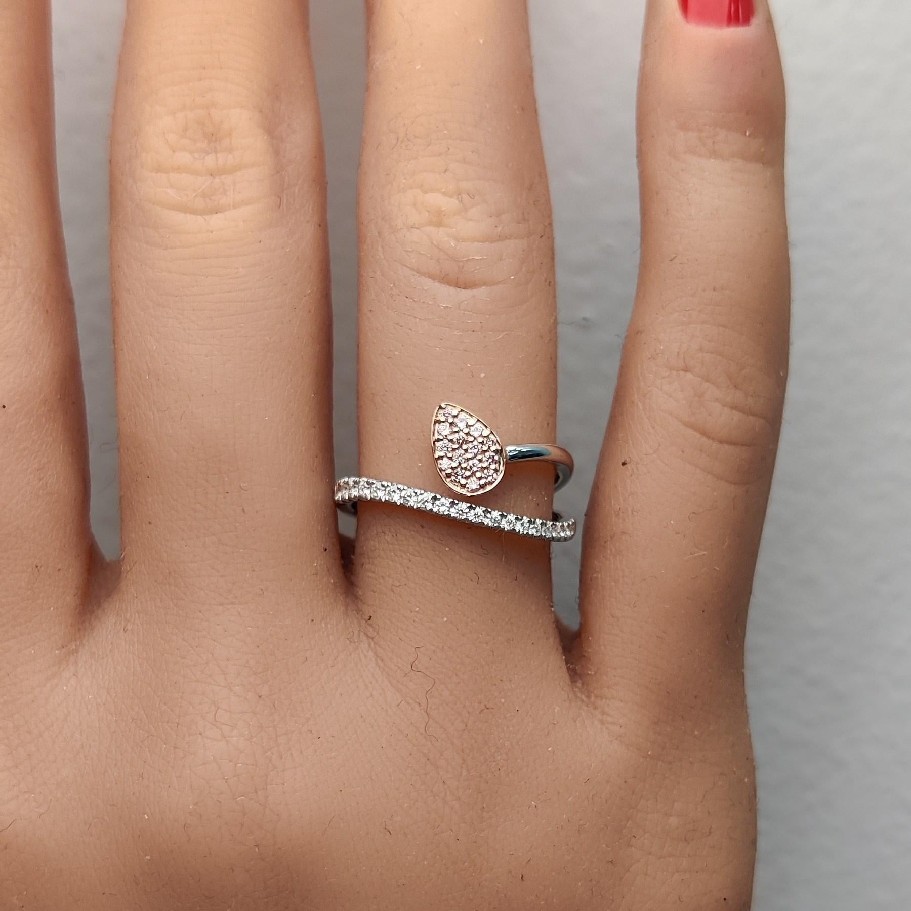 Cocktailring aus Roségold mit natürlichem, rosafarbenem, rundem Diamanten von 0.27 Karat TW im Zustand „Neu“ im Angebot in New York, NY