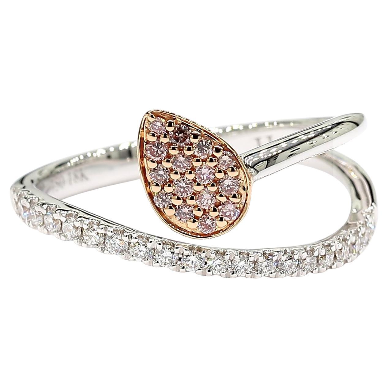 Natural Pink Round Diamond 0.27 Carat TW Rose Gold Cocktail Ring