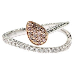 Natural Pink Round Diamond 0.27 Carat TW Rose Gold Cocktail Ring