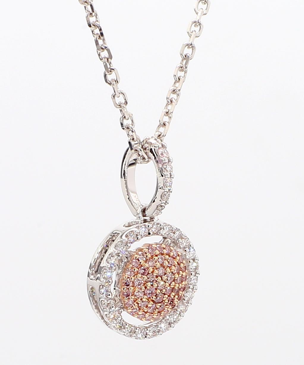 Taille ronde Pendentif en or rose naturel avec diamants ronds de 0,30 carat poids total en vente