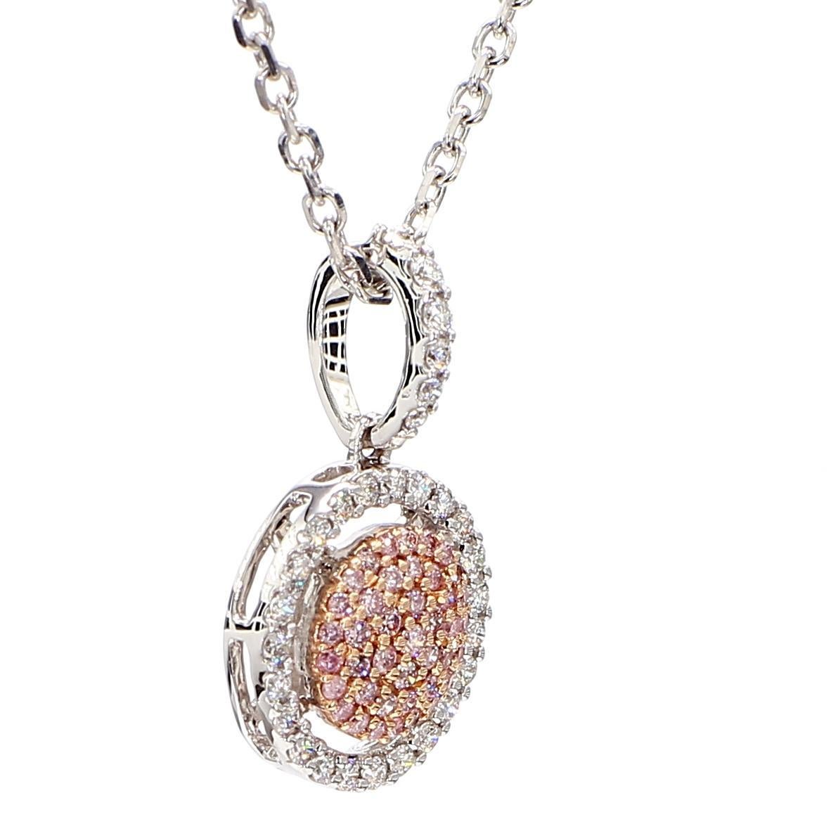 Taille ronde Pendentif en or rose naturel avec diamants ronds de 0.33 carat poids total en vente