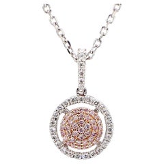 Natural Pink Round Diamond 0.33 Carat TW Rose Gold Drop Pendant