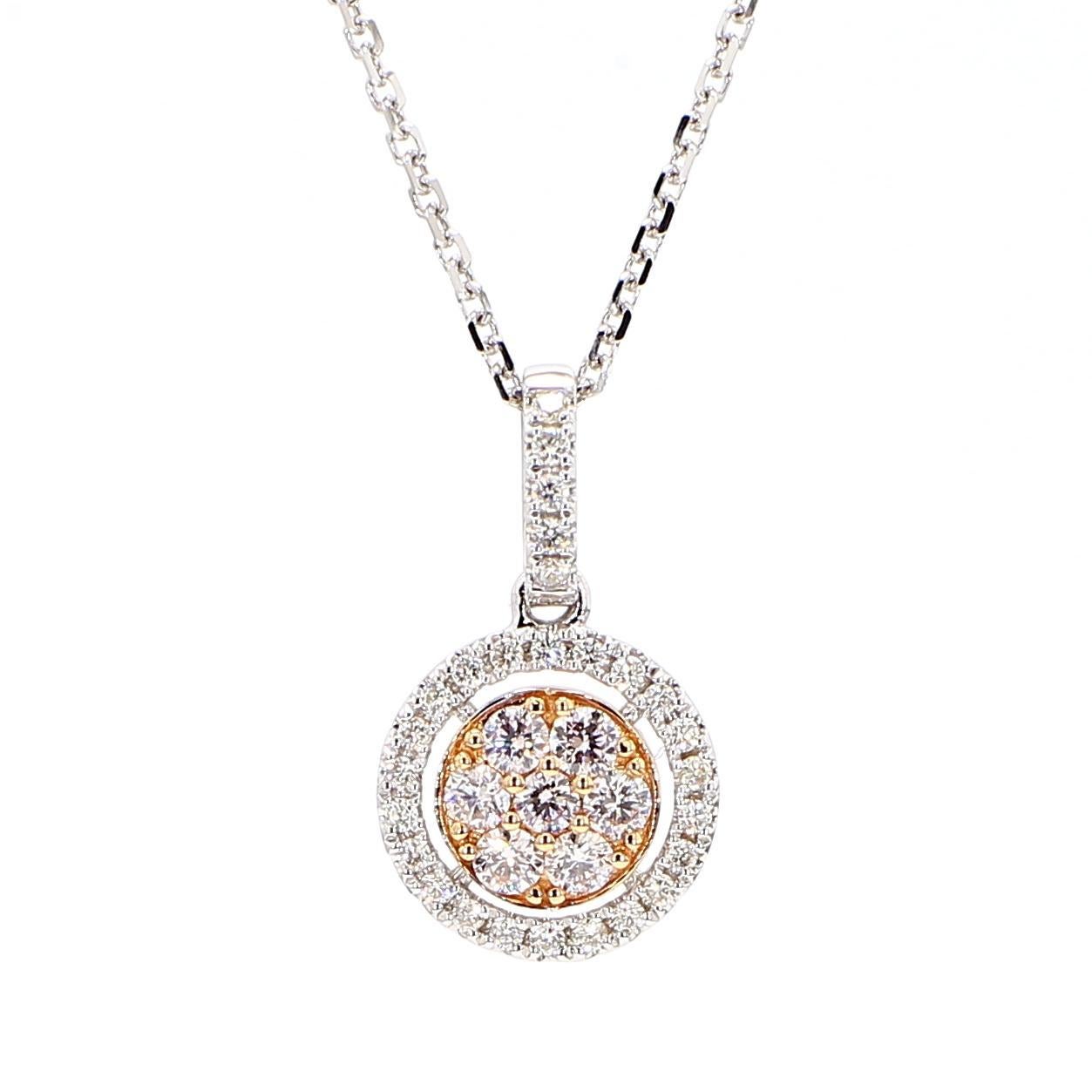 Contemporaneo Ciondolo a goccia in oro rosa con diamante tondo naturale Pink Diamond da 0.47 carati TW in vendita
