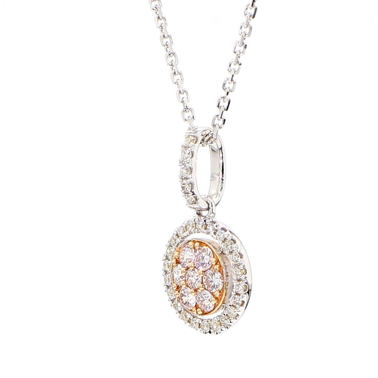 Taglio rotondo Ciondolo a goccia in oro rosa con diamante tondo naturale Pink Diamond da 0.47 carati TW in vendita