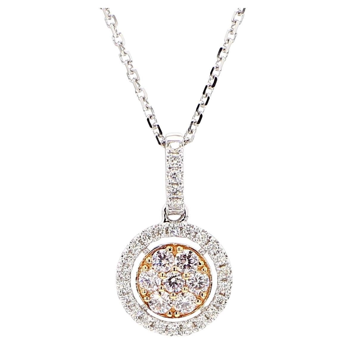 Ciondolo a goccia in oro rosa con diamante tondo naturale Pink Diamond da 0.47 carati TW
