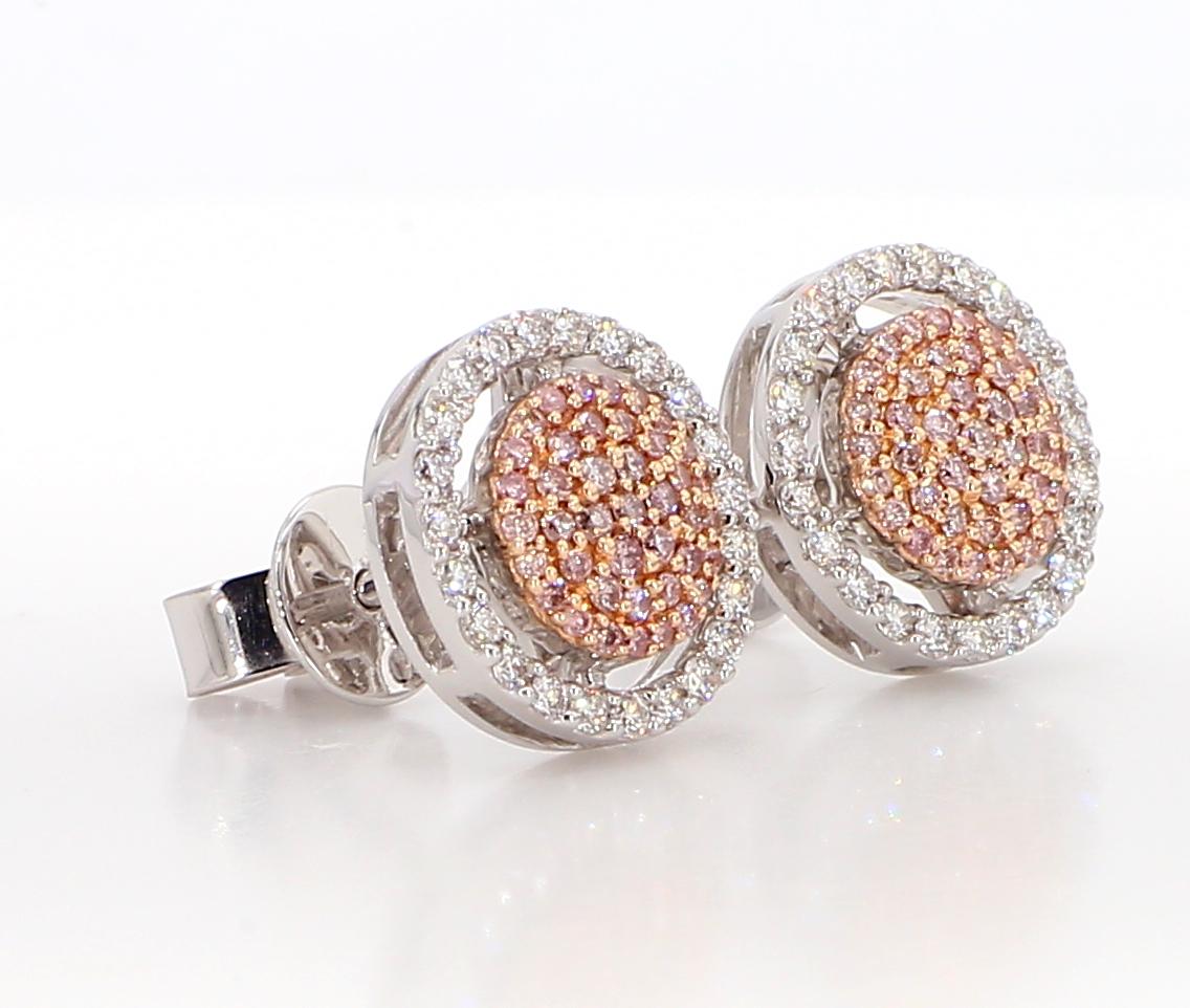 Orecchini con diamante rotondo Pink Diamond 0,57 carati TW in oro In condizioni Nuovo in vendita a New York, NY