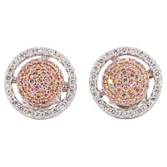 Natürlicher rosa runder Diamant 0,57 Karat TW Gold-Ohrstecker