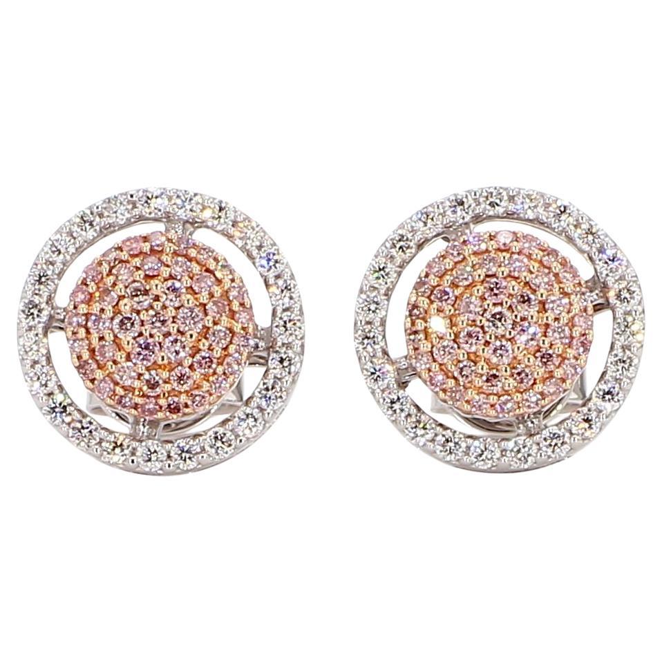 Orecchini con diamante rotondo Pink Diamond 0.58 carati TW in oro in vendita