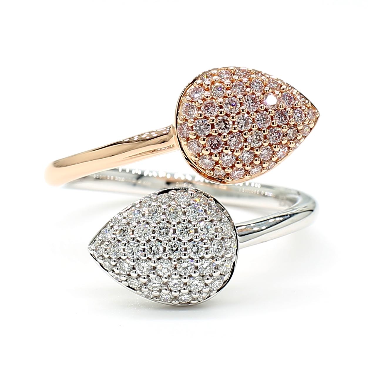 Contemporary Natural Pink Round Diamond 0.61 Carat TW Rose Gold Cocktail Ring For Sale
