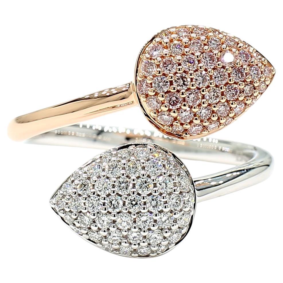 Natural Pink Round Diamond 0.61 Carat TW Rose Gold Cocktail Ring
