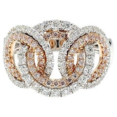 Natural Pink Round Diamond 0.66 Carat TW Rose Gold Cocktail Ring