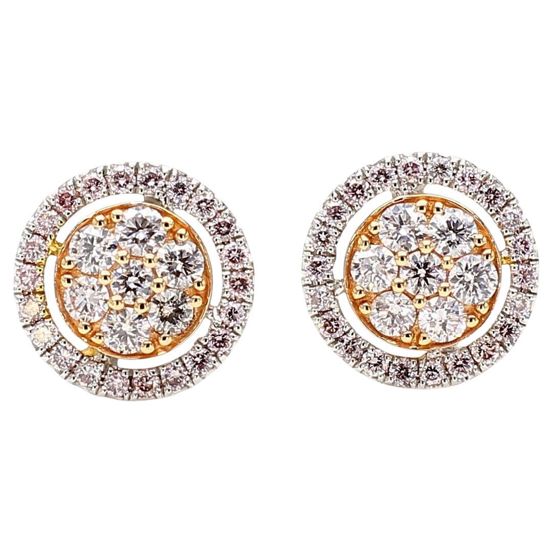 Orecchini con diamante rotondo Pink Diamond 0.69 carati TW in oro