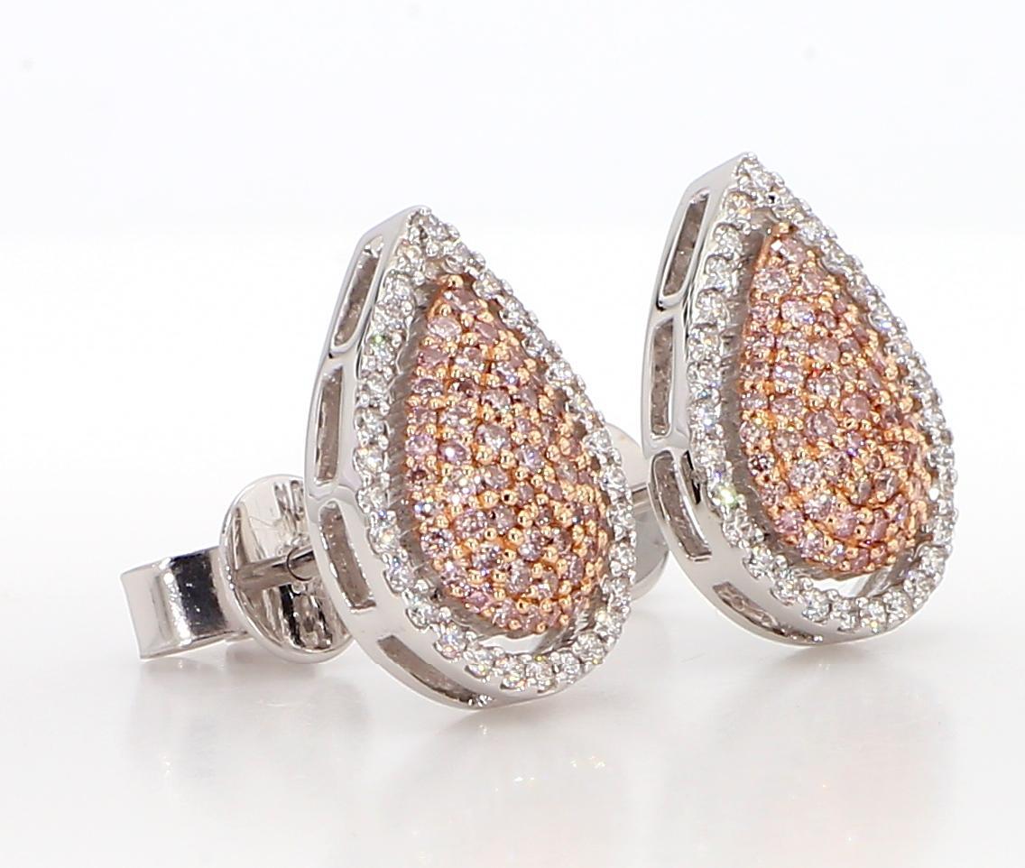 Contemporaneo Orecchini con diamante rotondo Pink Diamond 0.70 carati TW in oro in vendita