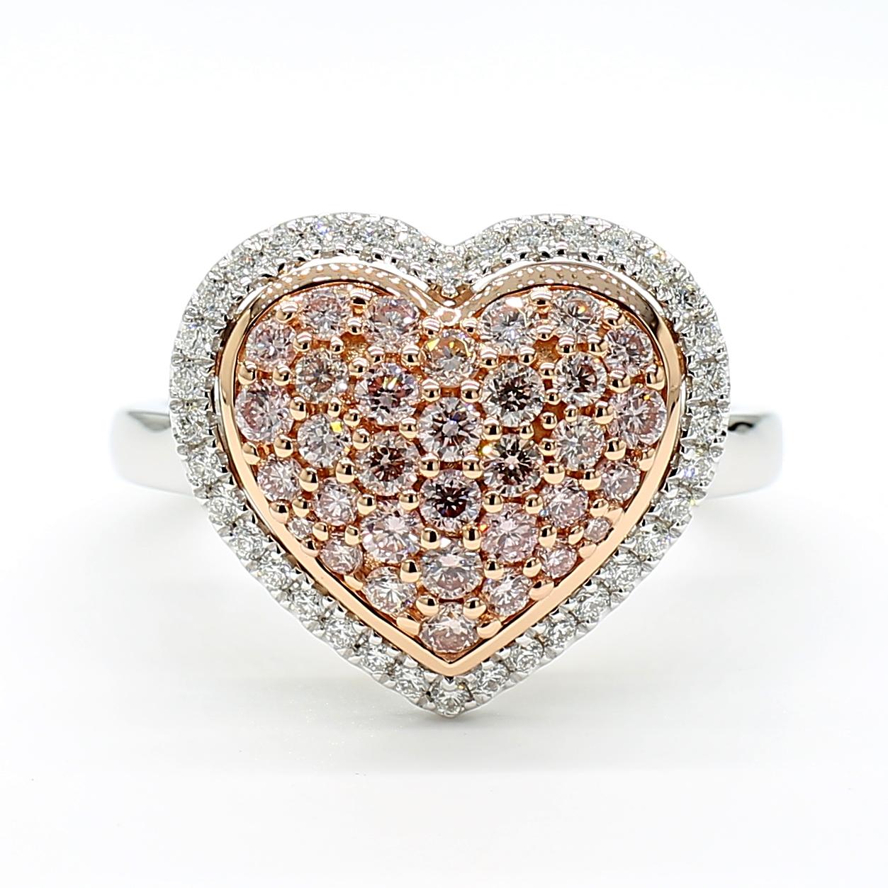 Contemporain Bague cocktail en or rose naturel avec diamant rond de 0.84 carat poids total en vente