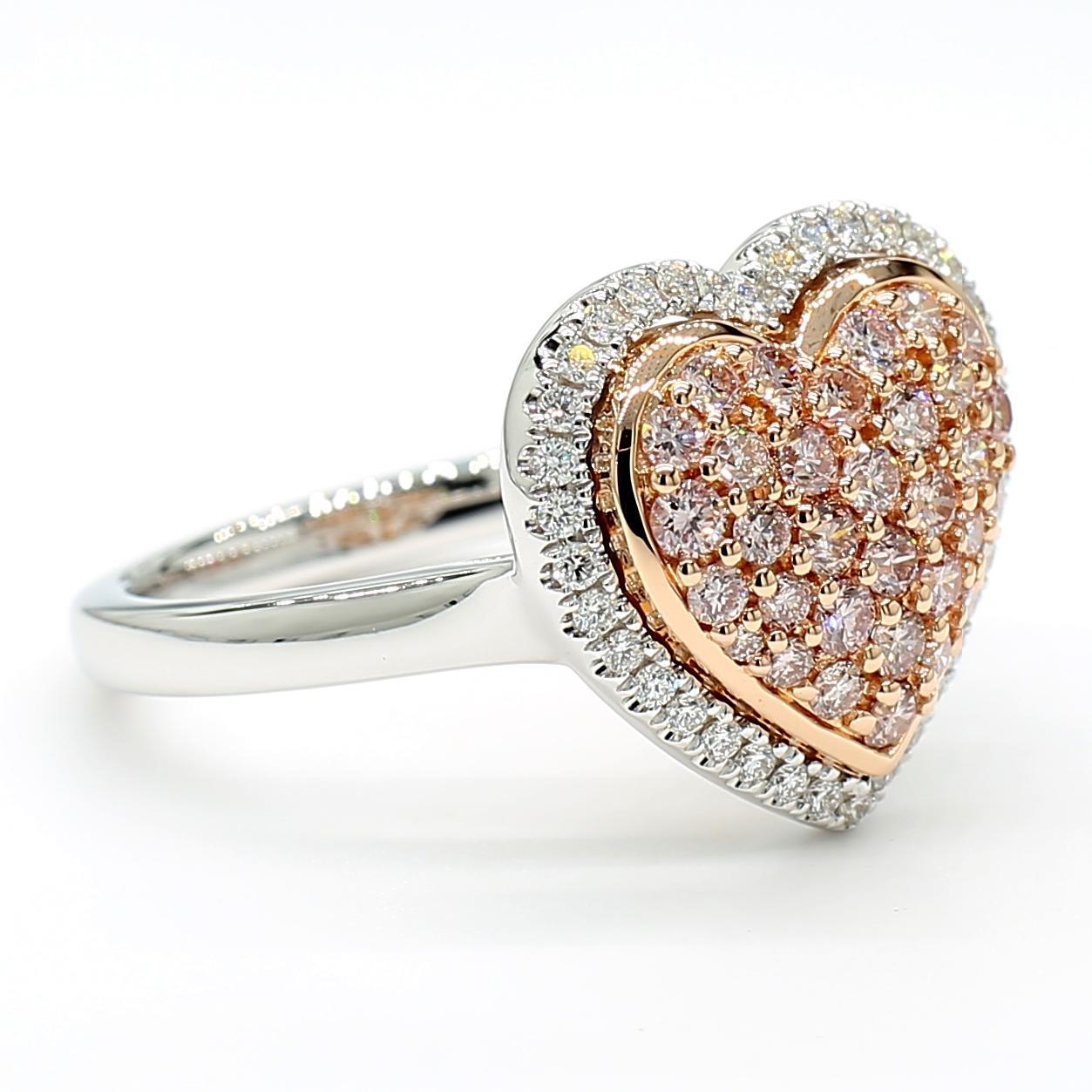 Taille ronde Bague cocktail en or rose naturel avec diamant rond de 0.84 carat poids total en vente