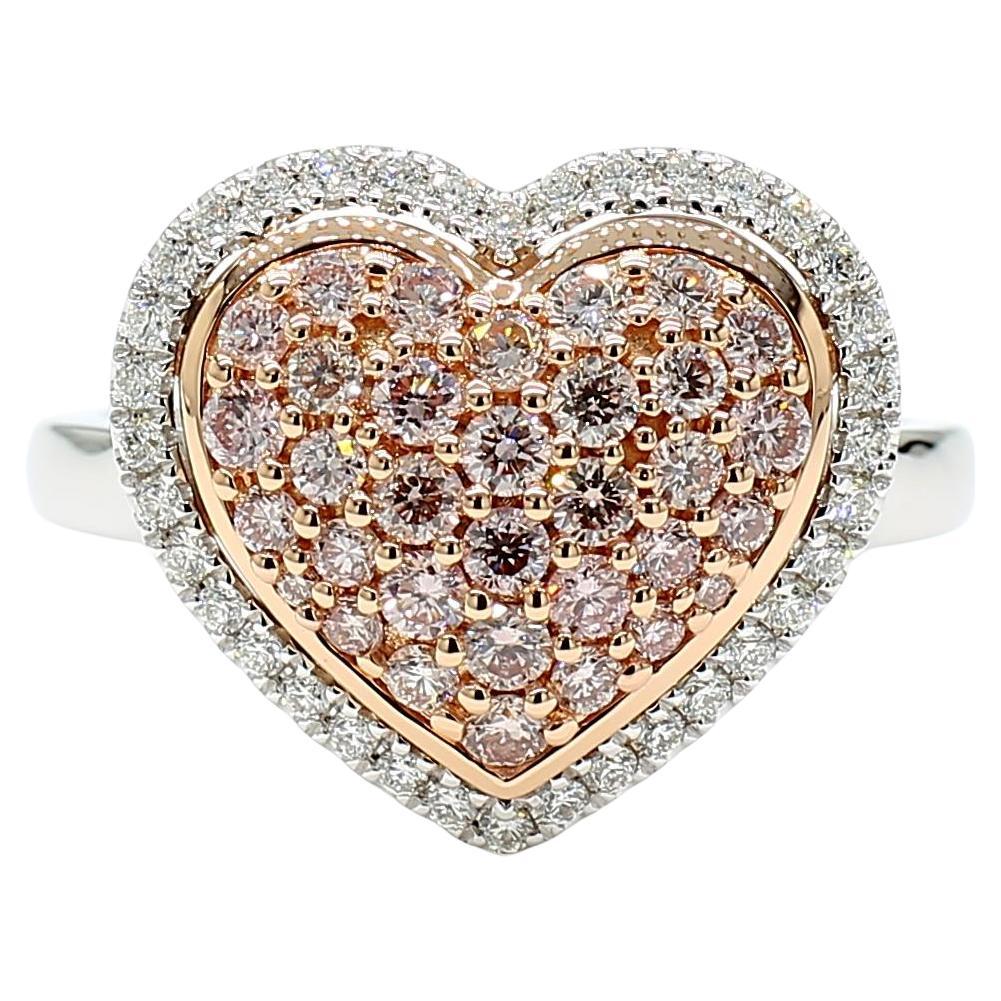 Natural Pink Round Diamond 0.84 Carat TW Rose Gold Cocktail Ring