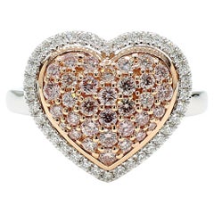 Natural Pink Round Diamond 0.84 Carat TW Rose Gold Cocktail Ring