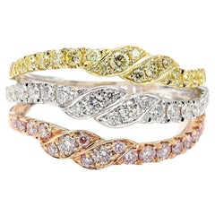 Natural Pink Round Diamond 0.95 Carat TW Gold Cocktail Ring