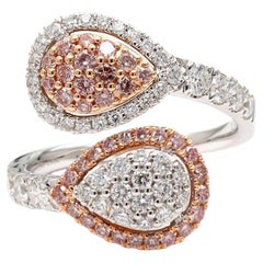 Natural Pink Round Diamond 1.15 Carat TW Rose Gold Cocktail Ring