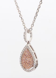 Colgante de gota de oro rosa de 0,38 quilates TW de diamante redondo rosa natural