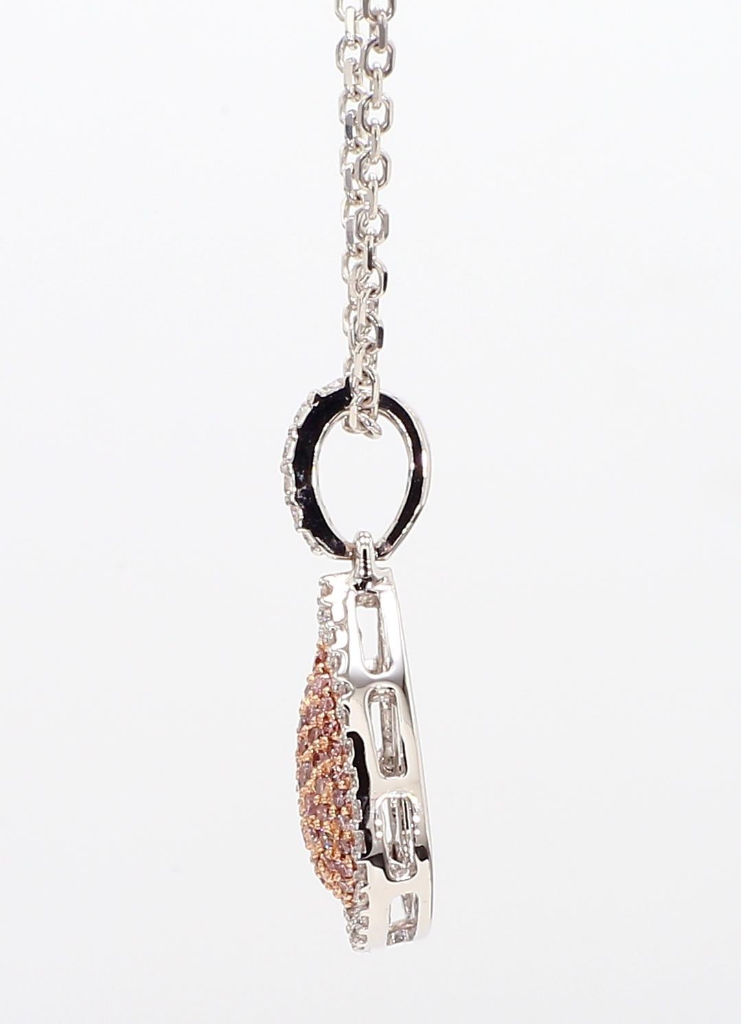 Taille ronde Pendentif en or rose avec diamant rond naturel de 38 carats TW en vente