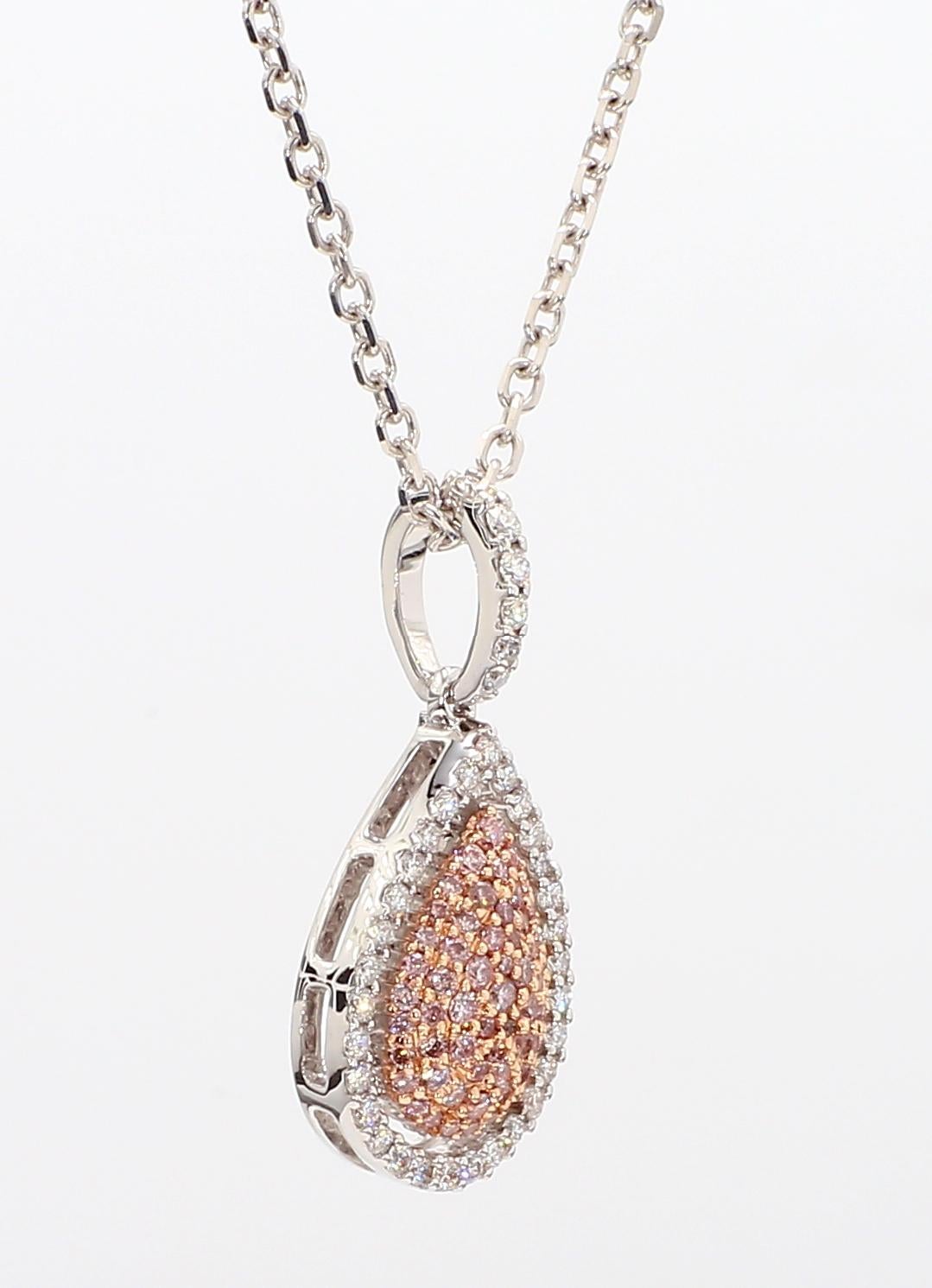 Pendentif en or rose avec diamant rond naturel de 38 carats TW Pour femmes en vente