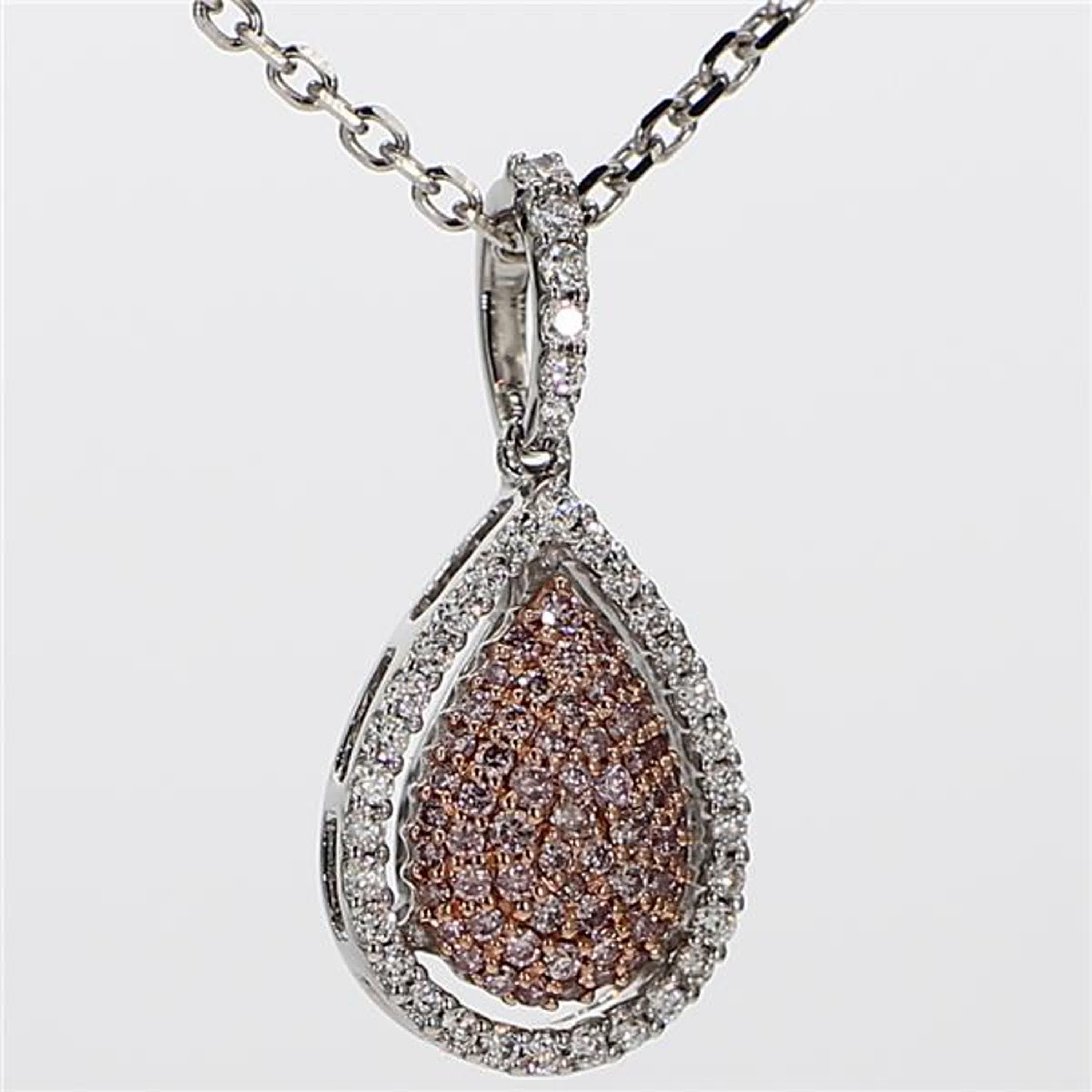 Natural Pink Round Diamond .38 Carat TW Rose Gold Drop Pendant For Sale 1