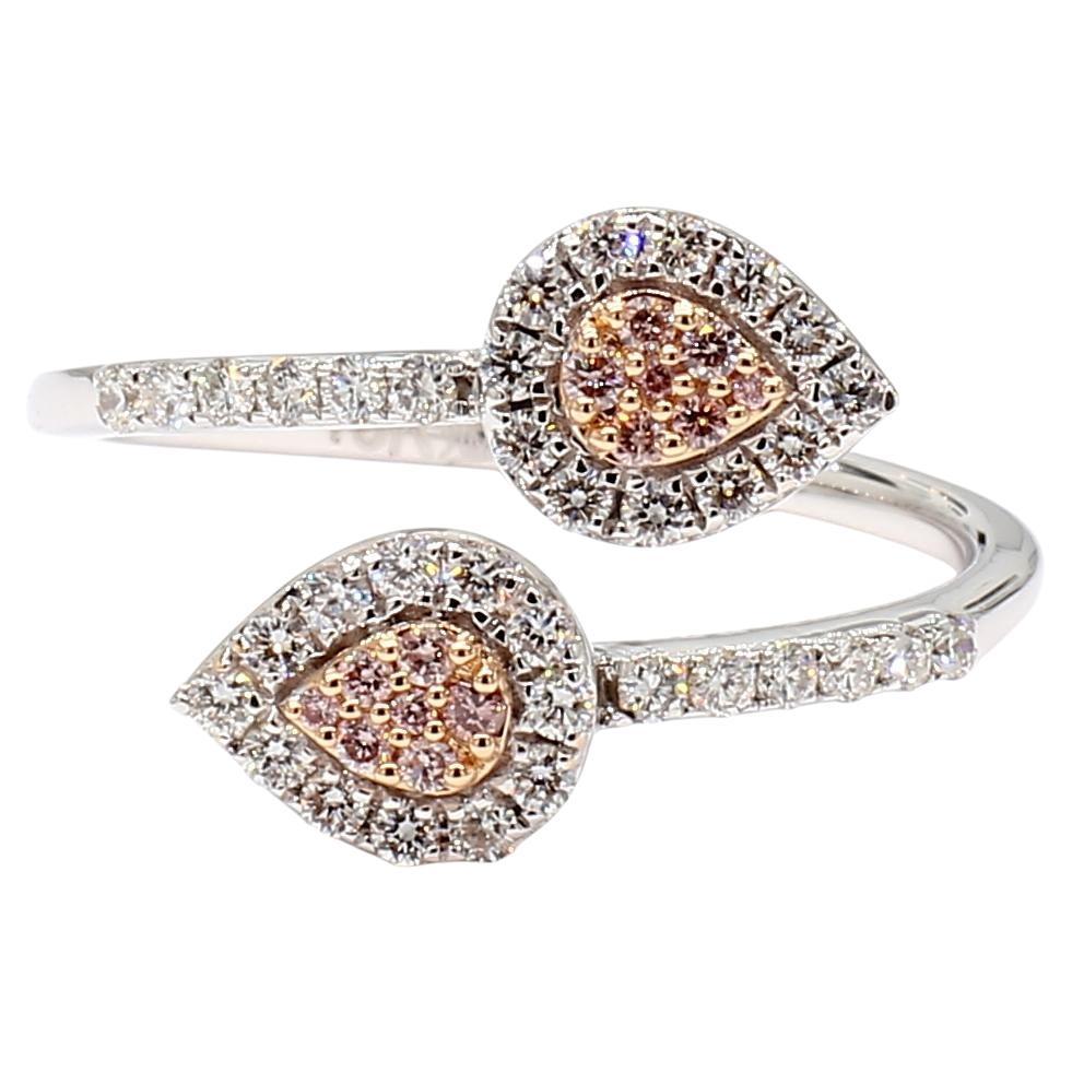 Natural Pink Round Diamond .41 Carat TW Rose Gold Cocktail Ring