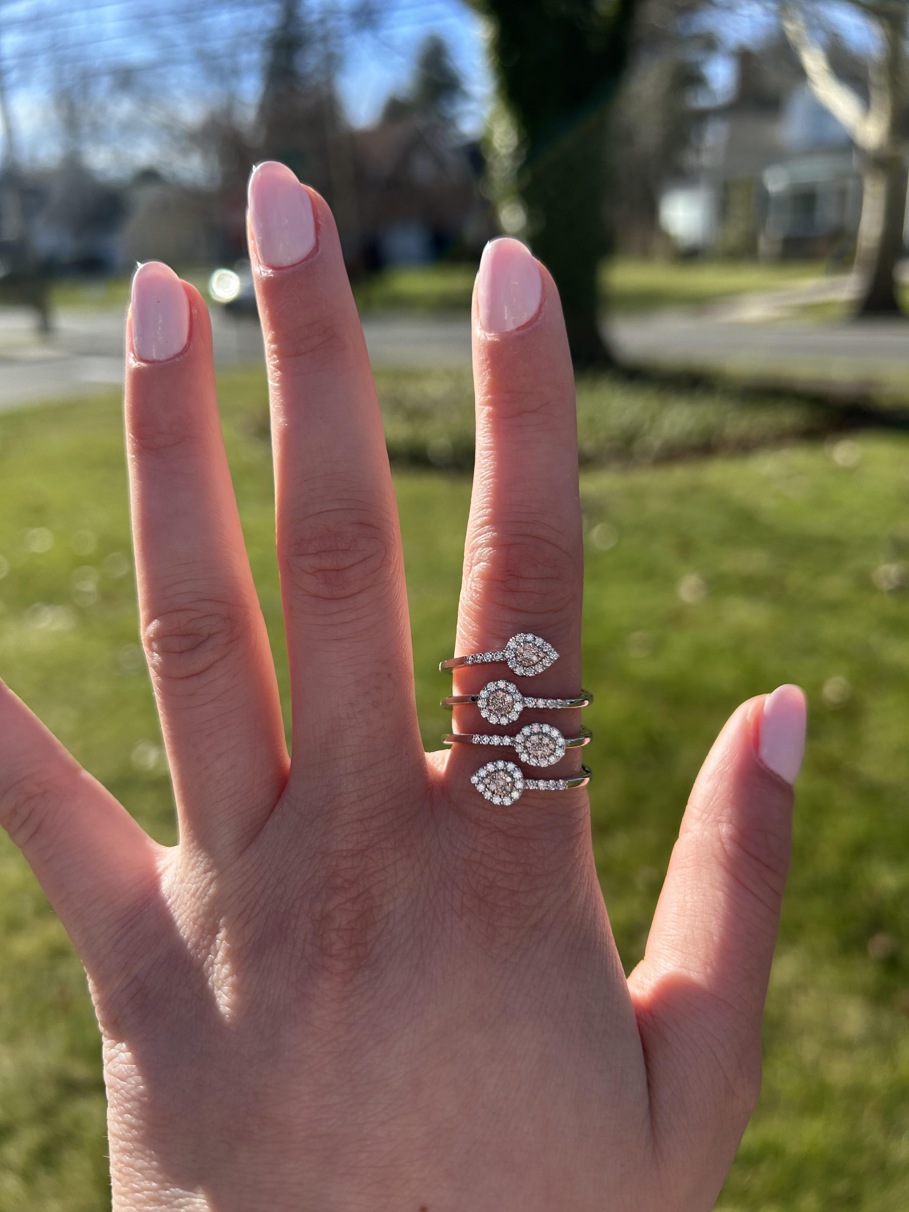 Natural Pink Round Diamond .65 Carat TW Rose Gold Cocktail Ring In New Condition For Sale In New York, NY