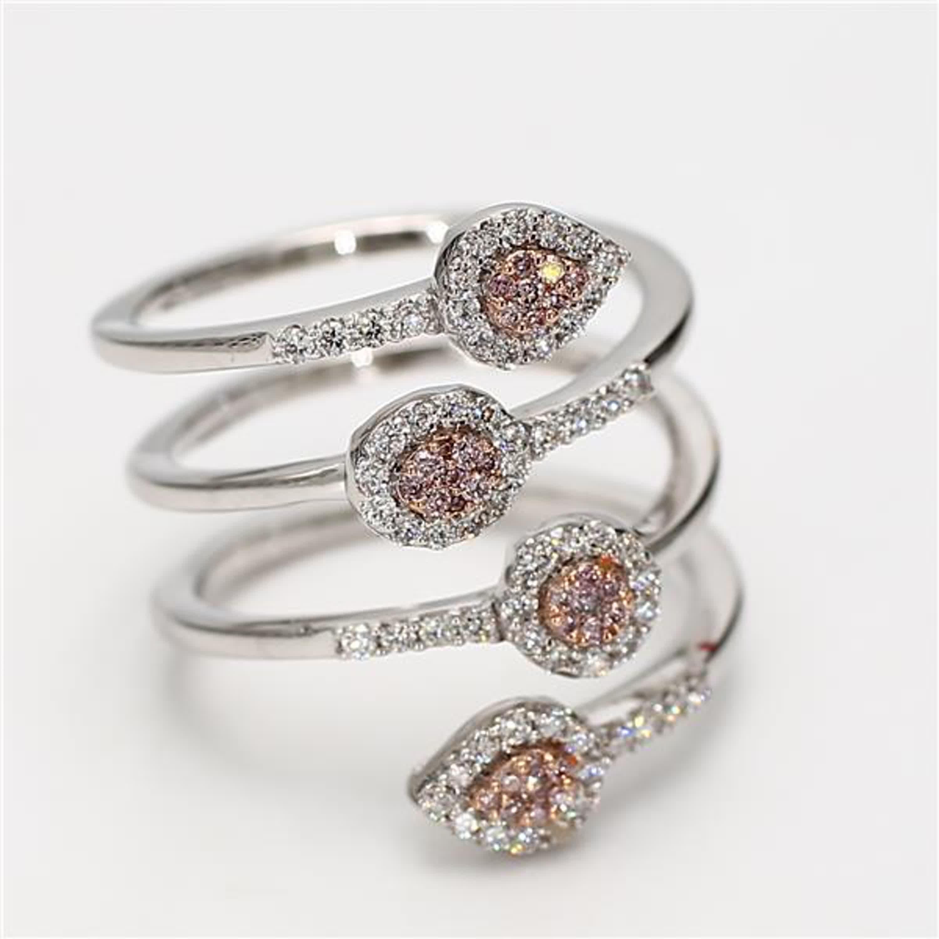 Natural Pink Round Diamond .65 Carat TW Rose Gold Cocktail Ring For Sale 1