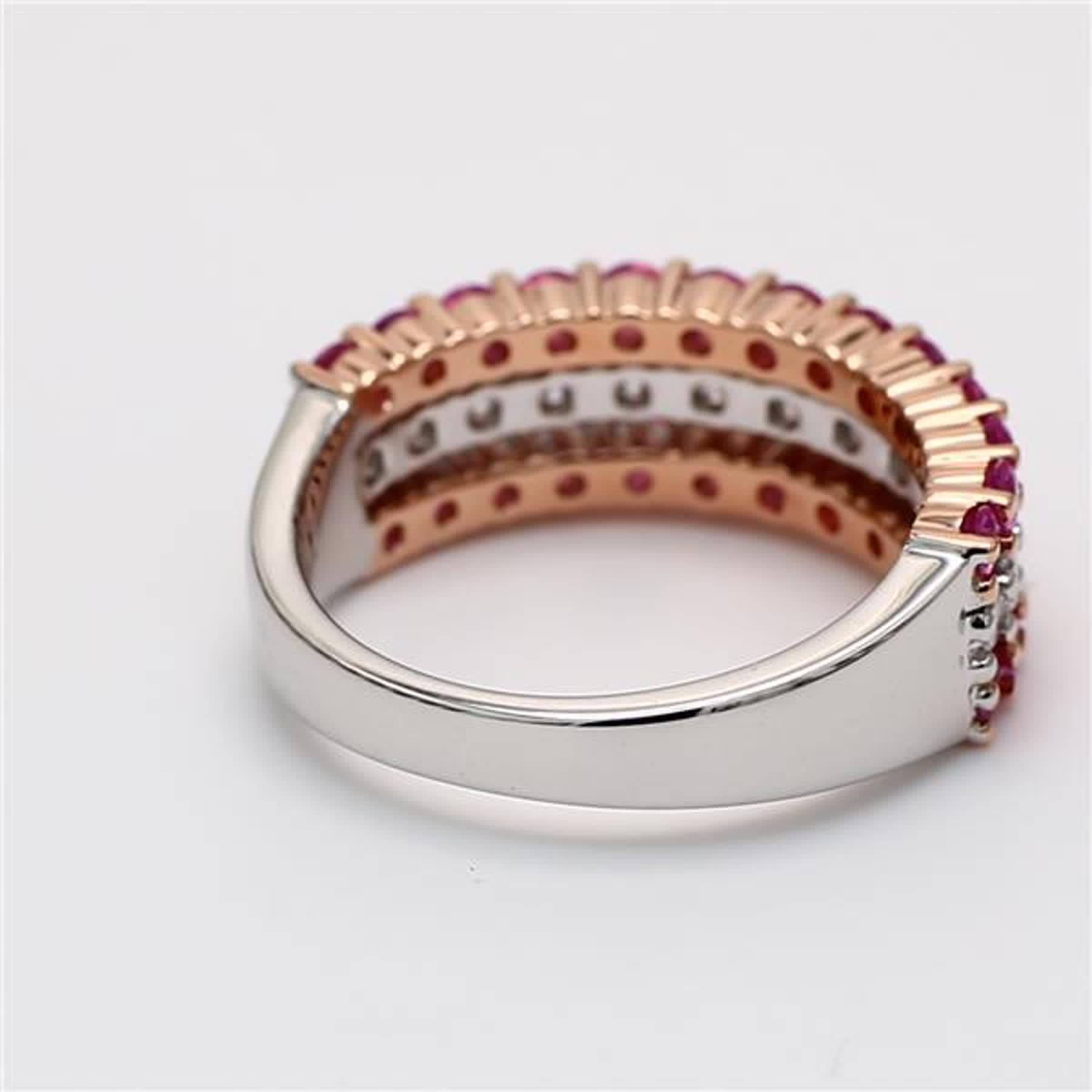 Round Cut Natural Pink Round Sapphire and White Diamond 1.88 Carat TW Gold Wedding Band For Sale