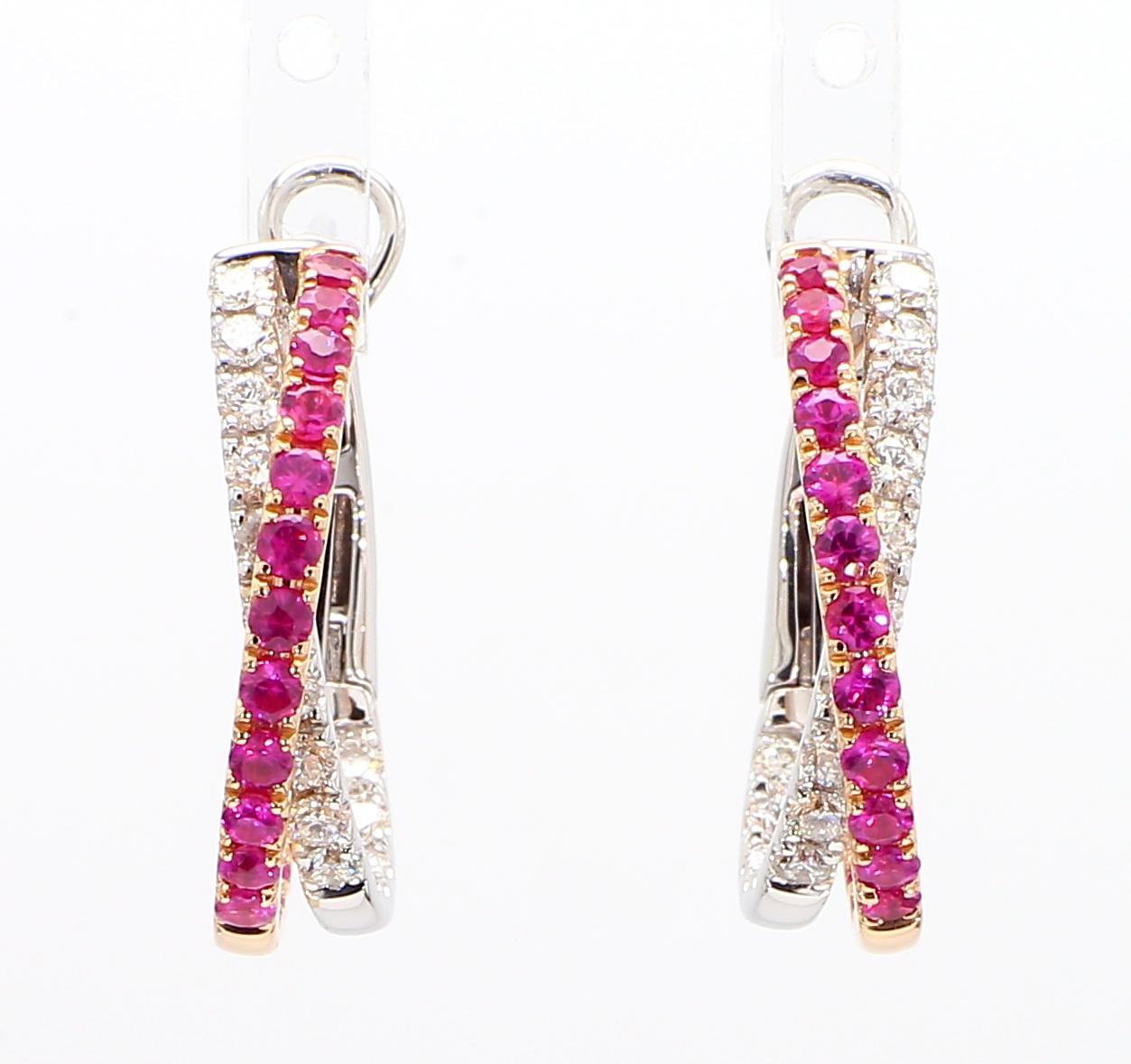 Pendientes de Zafiro Redondo Rosa Natural y Diamante Blanco 2.01 Quilates TW Oro Rosa Contemporáneo en venta