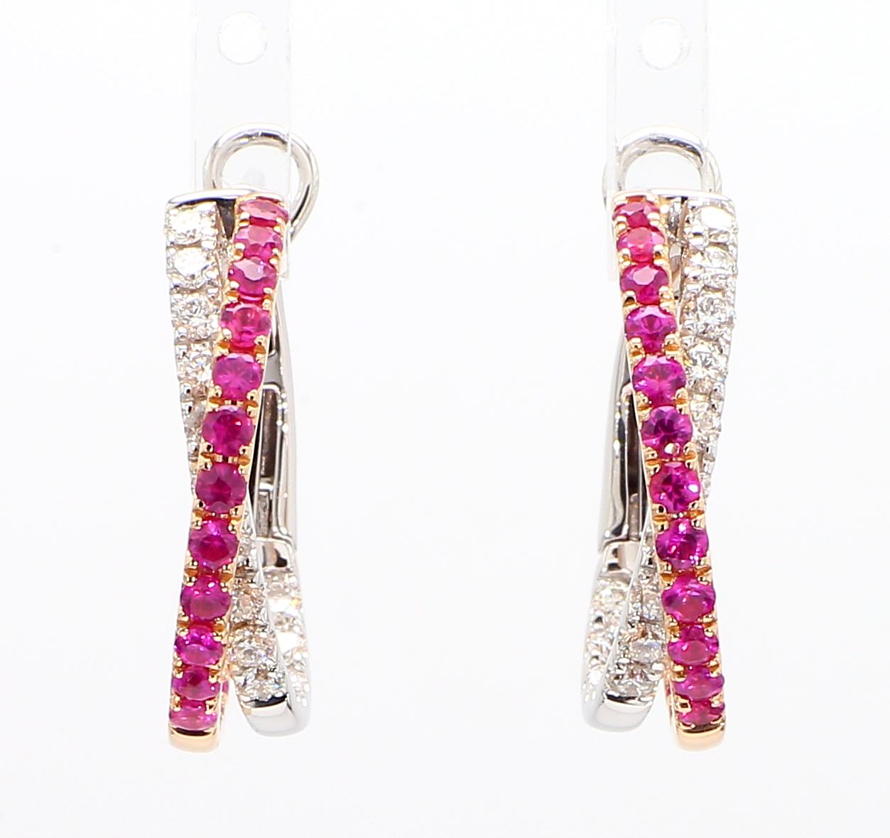 Boucles d'oreilles en or rose 2.01 carats avec saphirs ronds roses naturels et diamants blancs en vente 3