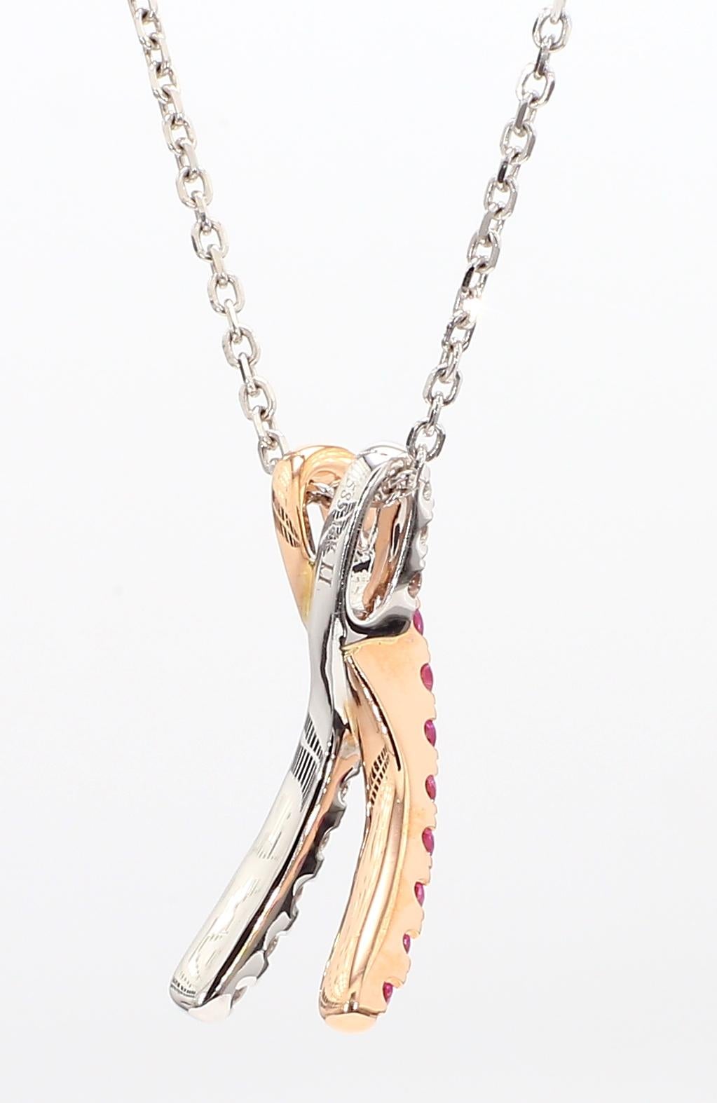 Pendentif en or rose avec saphir rond rose naturel et diamant blanc de 65 carat TW en vente 3