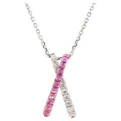 Pendentif en or rose avec saphir rond rose naturel et diamant blanc de 65 carat TW