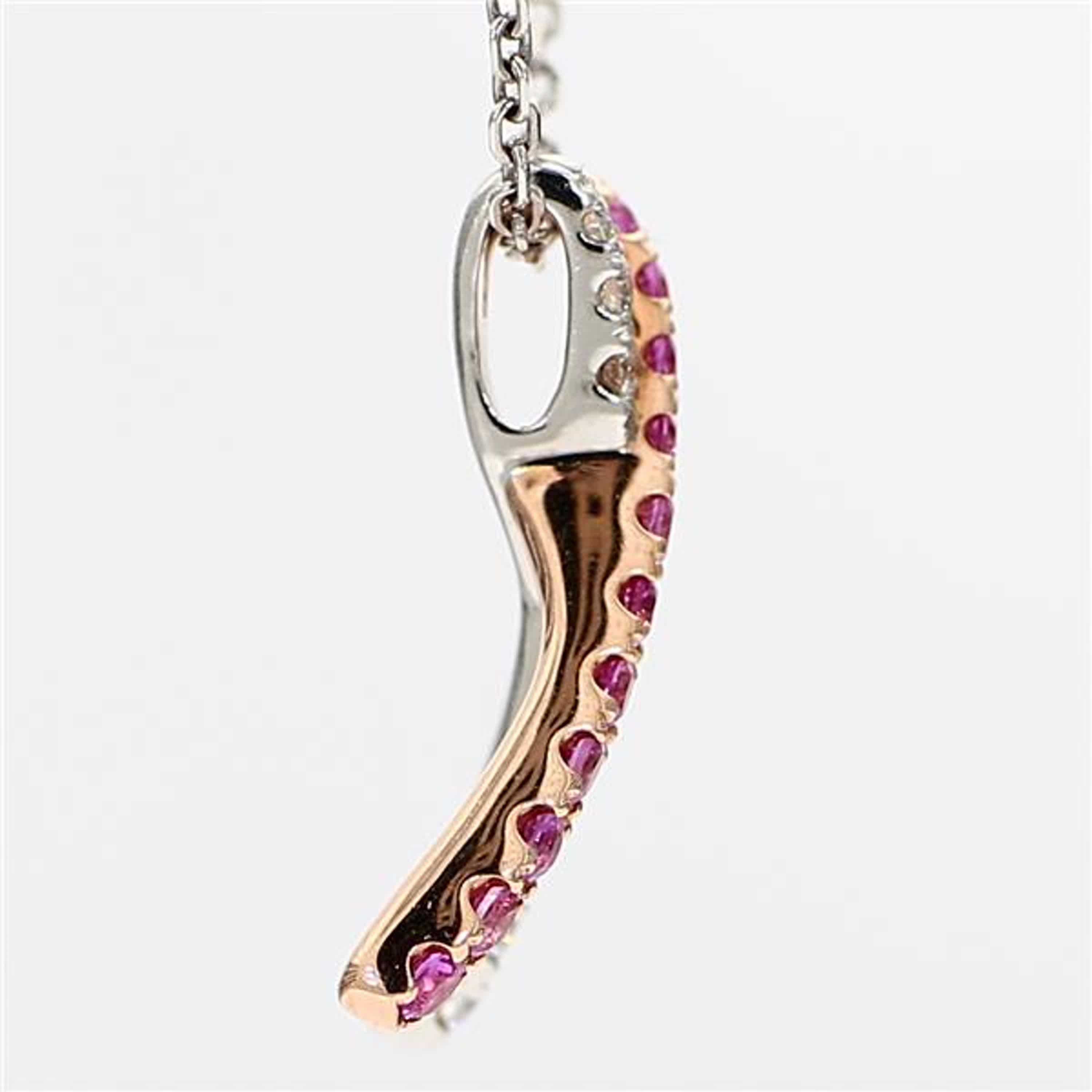 Women's Natural Pink Round Sapphire and White Diamond .80 Carat TW Rose Gold Pendant For Sale