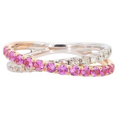 Zafiro Redondo Rosa Natural y Diamante Blanco 82 Quilates TW Alianza de Oro