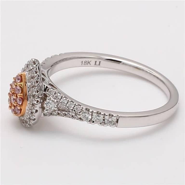 Seltener runder rosa und weißer Diamantring. Dieser Ring ist für eine schlichte Fassung mit rosafarbenen und weißen Rundsteinen in einer schönen Birnenform gedacht. Kann als Verlobungsring oder als Ergänzung zu Ihrer Schmucksammlung verwendet